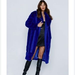 Nasty Gal Royal Blue Faux Fur Jacket